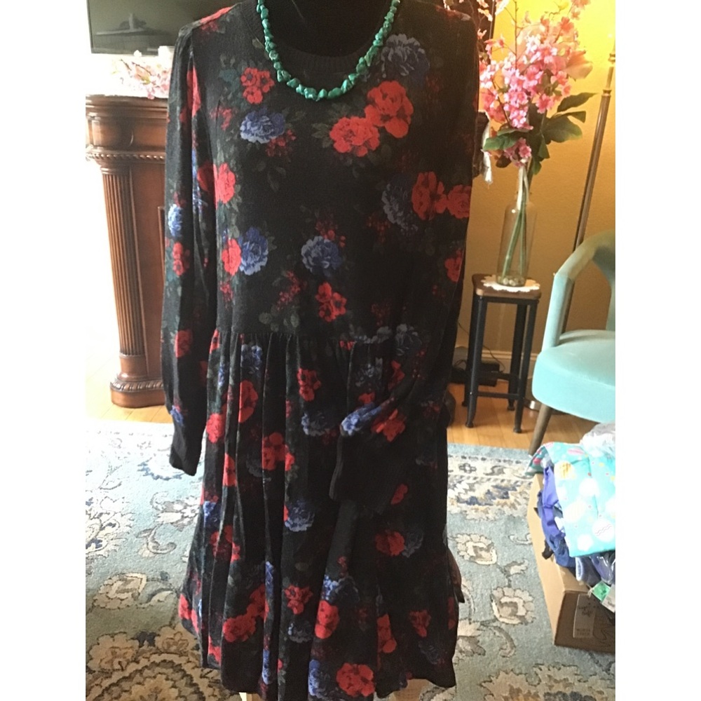 LOWEST🌺 NWT TORRID 3X ROMANTIC FLORALS ON BLACK BABYDOLL DRESS - Picture 11 of 13